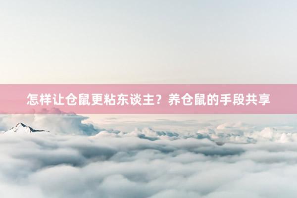怎样让仓鼠更粘东谈主？养仓鼠的手段共享